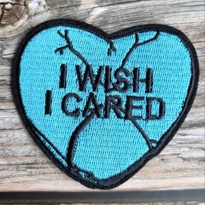 Wish I Cared Broken Emo Heart Vintage 90'S Iron on Patch